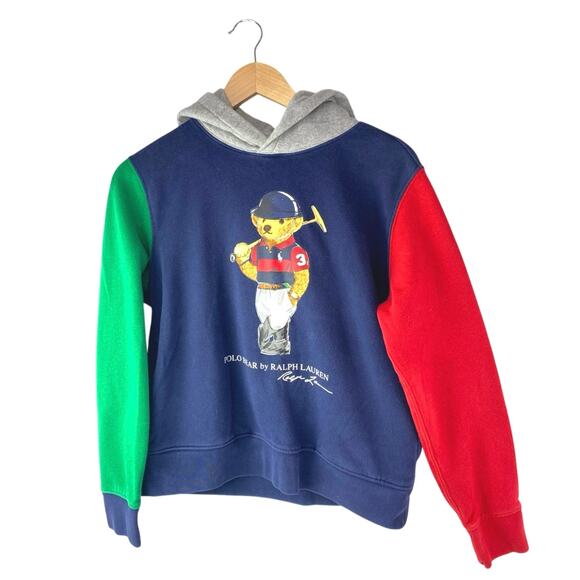 Polo by Ralph Lauren Other - Polo Ralph Lauren Polo Bear Boys Multicolor Colorblock Hoodie Sweatshirt L 14-16